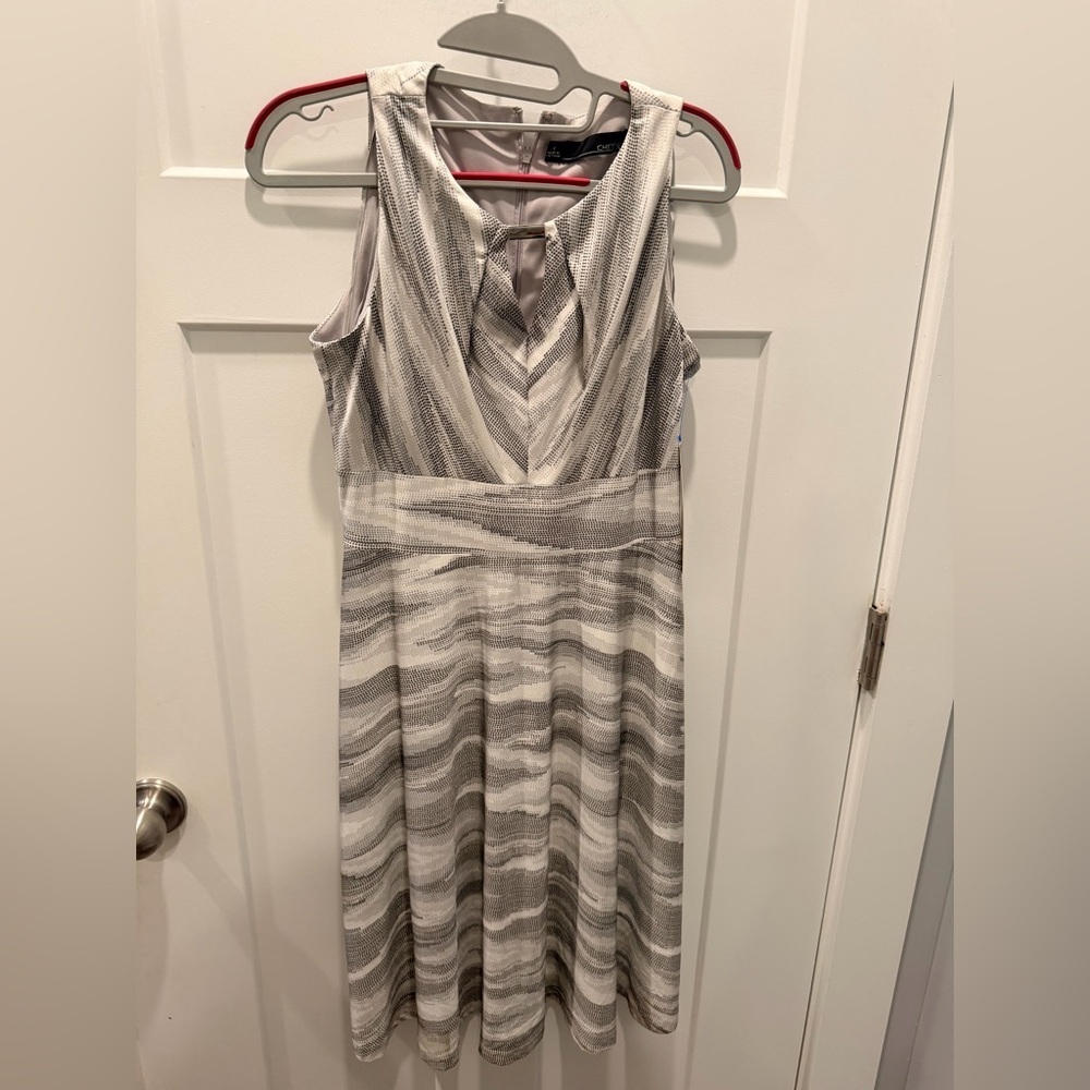 Chetta B NWT Ivory Silver Sleeveless Fit & Flare Dress Size 4